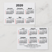 Visite Calendrier de 52 semaines blanc 2020 par les Carte (Devant / Derrière)