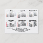 Visite Calendrier de 52 semaines blanc 2020 par les Carte (Dos)