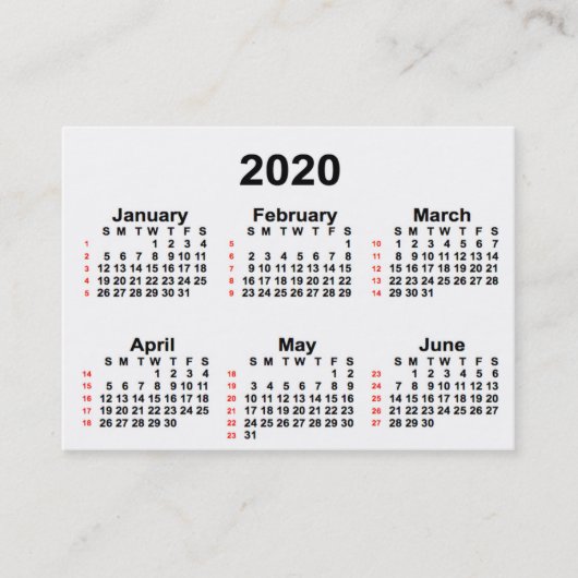 Visite Calendrier de 52 semaines blanc 2020 par les Carte (Devant)