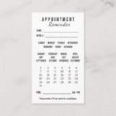 Visite Calendrier de rappel de rendez-vous Carte de visit (Dos)