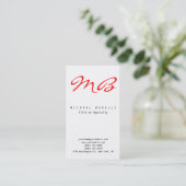 Visite Calligraphie rouge Monogramme noir blanc Carte de (Debout devant)