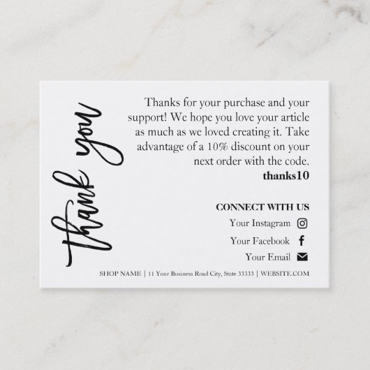 Visite Candle Care Chic Script Carte de remerciements (Devant)