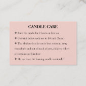 Visite Candle Care Pink Chic Script Carte de remerciement (Dos)