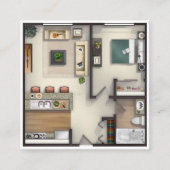 Visite Carré architecte et concepteur plan de sol carte de visi (Devant)