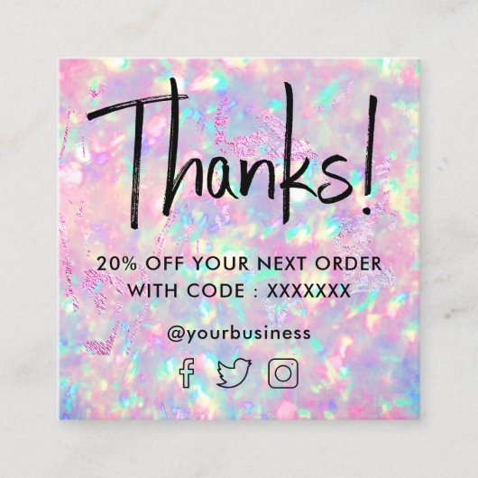 Visite Carré brillant opal texture carte de réduction (Devant)