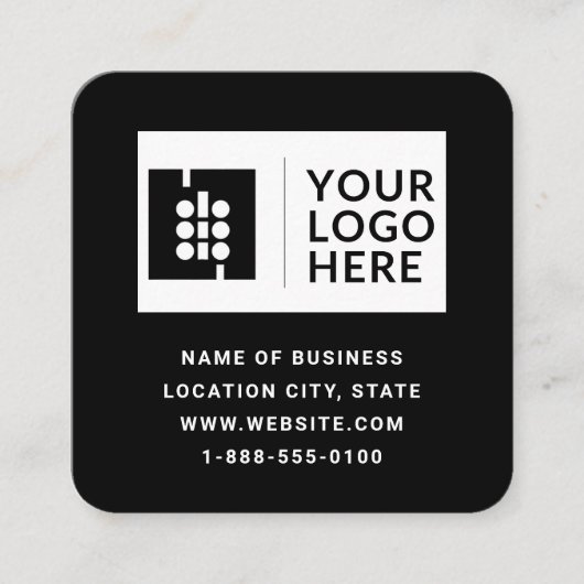Visite Carré Carte Carrée de Logo de Code QR Noir Moderne (Devant)