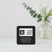 Visite Carré Carte Carrée de Logo de Code QR Noir Moderne (Debout devant)