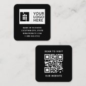 Visite Carré Carte Carrée de Logo de Code QR Noir Moderne (Devant / Derrière)