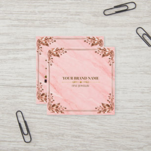 Visite Carré Carte de bague carrée en rose gold et rose tendre