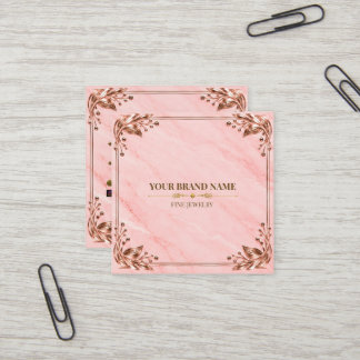 Visite Carré Carte de bague carrée en rose gold et rose tendre