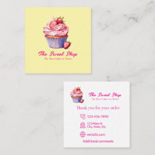 Visite Carré Carte de boulangerie Cupcake jaune Logo modifiab