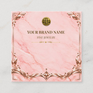 Visite Carré Carte de collier élégante rose blush or rose