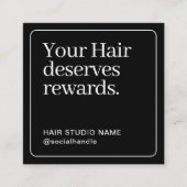 Visite Carré Carte de Fidélité Client Coiffeur Noir Code QR (Devant)