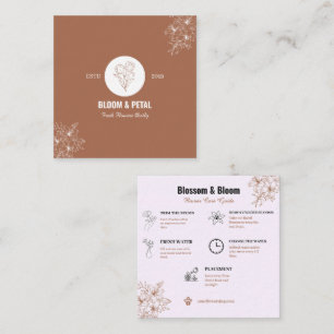 Visite Carré Carte de la boutique de fleurs rustique Bloom & Pe