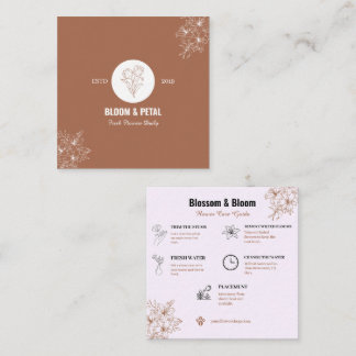 Visite Carré Carte de la boutique de fleurs rustique Bloom & Pe
