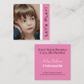 Visite Carré Carte de lecture rose tendance avec photo (Devant / Derrière)