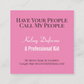 Visite Carré Carte de lecture rose tendance avec photo (Dos)