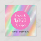 Visite Carré Carte de marque pastel holographique avec code QR (Devant)