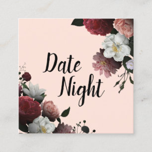 Visite Carré Carte de nuit de date élégante bordeaux et rose