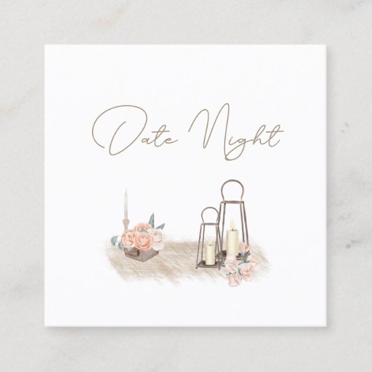 Visite Carré Carte de nuit moderne Boho rose élégant Floral Dat (Devant)