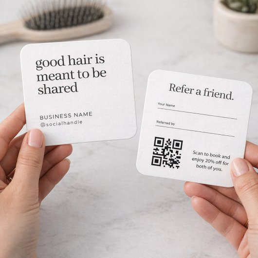 Visite Carré Carte de recommandation de salon de coiffure avec