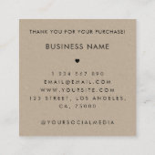 Visite Carré Carte de réduction Rustic Kraft Bold Script Custom (Dos)