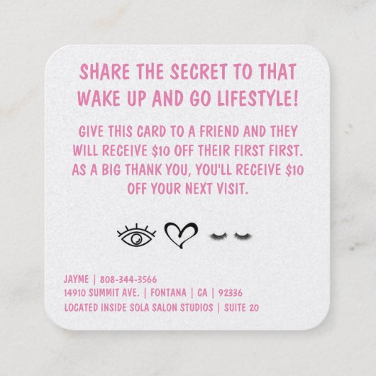 Visite Carré Carte de référence de mèche (Dos)