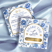 Visite Carré Carte de référence élégante chinoiserie bleu fleur