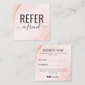 Visite Carré Carte de référence Pale Peachy Rose et Or Aquarell (Devant / Derrière)