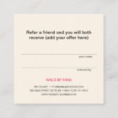 Visite Carré Carte de référence pour la typographie des clous d (Dos)