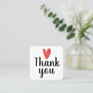 Visite Carré Carte de remerciement insérée Red Heart Small Busi