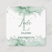 Visite Carré Carte de remerciements d'aquarelle verte (Devant)