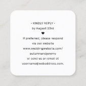 Visite Carré Carte de réponse encadrée avec site web de mariage (Dos)