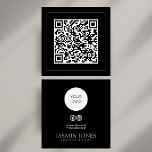 Visite Carré Carte de Réseautage Sociale QR Code Minimaliste No