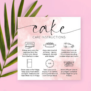 Visite Carré Carte de soin de gâteau rose esthétique Elégante a