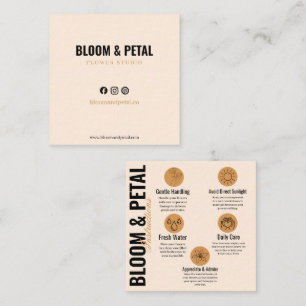 Visite Carré Carte de soins de fleurs minimaliste Bloom & Petal