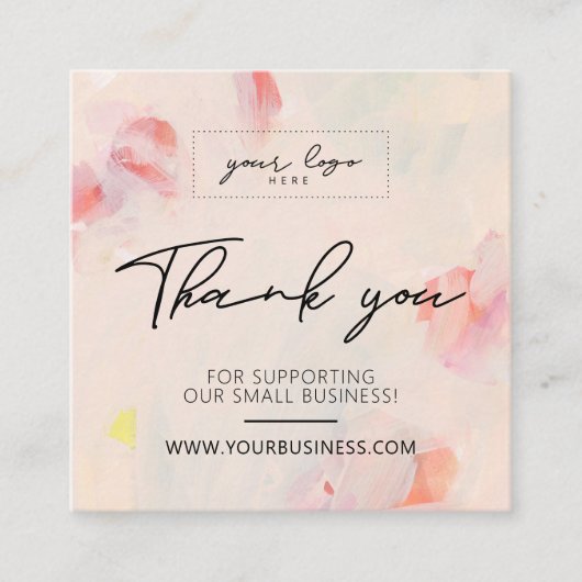 Visite Carré Carte d'insertion de Merci d'affaires unique Art A (Devant)