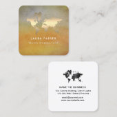 Visite Carré Carte du monde Agent de voyage Aquarelle Or Touris (Devant / Derrière)