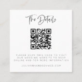 Visite Carré Carte photo de code QR de site web de mariage mode (Dos)