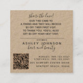 Visite Carré Code QR Botanical Kraft et carte de référence noir (Dos)