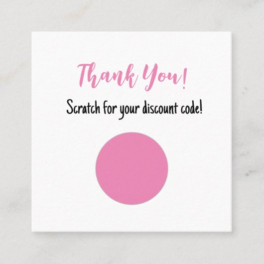 Visite Carré Code remise Scratte Off Carte de remerciements (Devant)