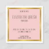Visite Carré Conception de carte professionnelle rose et or (Dos)