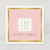 Visite Carré Conception de carte professionnelle rose et or (Devant)