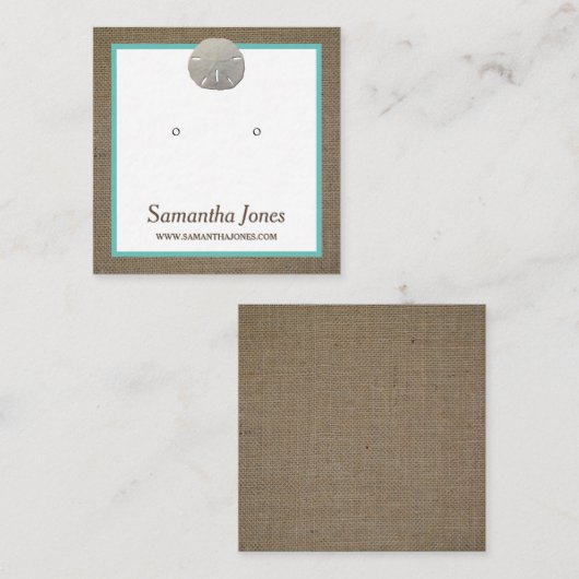Visite Carré Dollar de sable et Burlap Bijoux carte d'affichage (Devant / Derrière)