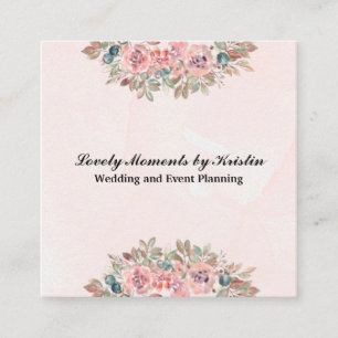 Visite Carré Élégant magasin de fleurs d'aquarelle carte de vis