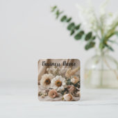 Visite Carré Floral neutre | Esthétique | Boho | Carte de visit (Debout devant)