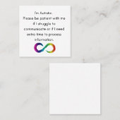 Visite Carré Je suis autistique - carte de communication (Devant / Derrière)