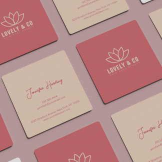 Visite Carré Minimaliste Carte de Beauté Rose Poussiéreuse Crèm