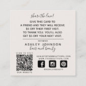 Visite Carré QR Code Moderne Botanique Blush noir Carte de réfé (Dos)