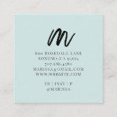 Visite Carré Script de Brûlure Noire Nom initial Carte d'appel  (Dos)